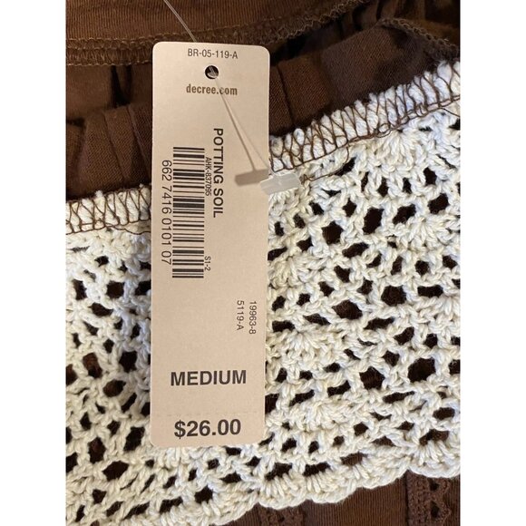 Decree Womens Size Medium Halter Top Wide Crocheted Halter Brown - Picture 6 of 10